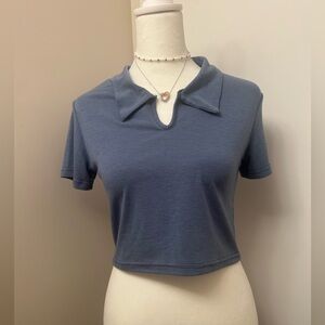 🌹5 for $50🌹Blue Collared Polo Cropped Top